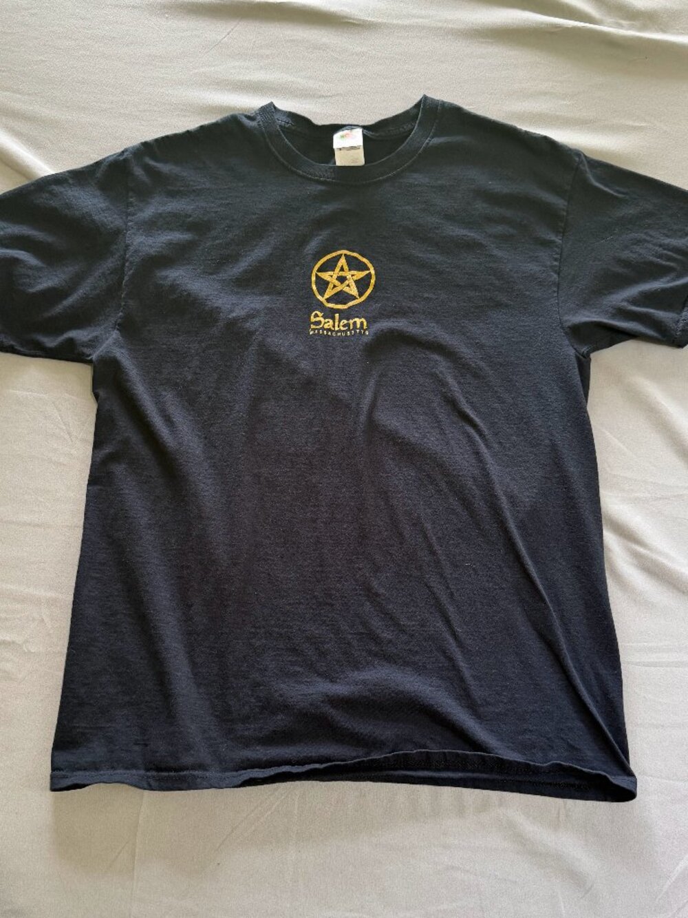 Fruit of the Loom Salem Mass Witch Graphic Tee Shirt Black Sz Large 100% Cotton
